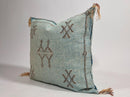 Light Blue Moroccan Silk Pillow Cover, Handmade Cactus Silk Sabra Cushion, Amazigh Berber Boho Throw Pill - product image 3