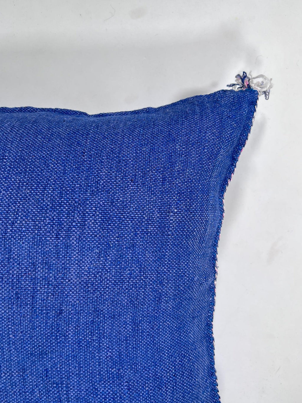 Handmade Blue Moroccan Silk Pillow Cover, Pink White Tribal Embroidery, Boho Cactus Sabra Silk Cushion, C - product image 10