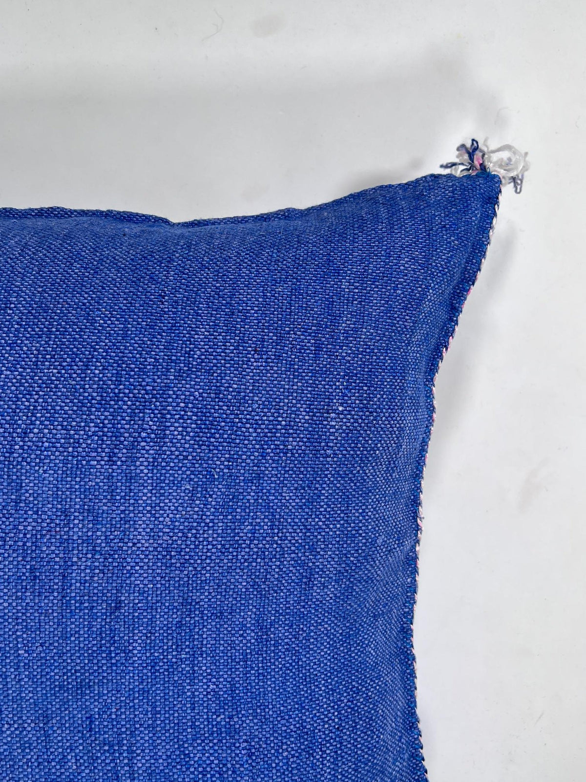 Handmade Blue Moroccan Silk Pillow Cover, Pink White Tribal Embroidery, Boho Cactus Sabra Silk Cushion, C - product image 10