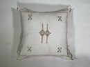 Moroccan Silk Pillow Cover, Ivory Cream Beige Embroidered Pillowcase, Neutral Boho Tribal Geometric Cushi - product image 5