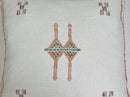 Moroccan Silk Pillow Cover, Ivory Cream Beige Embroidered Pillowcase, Neutral Boho Tribal Geometric Cushi - product image 7
