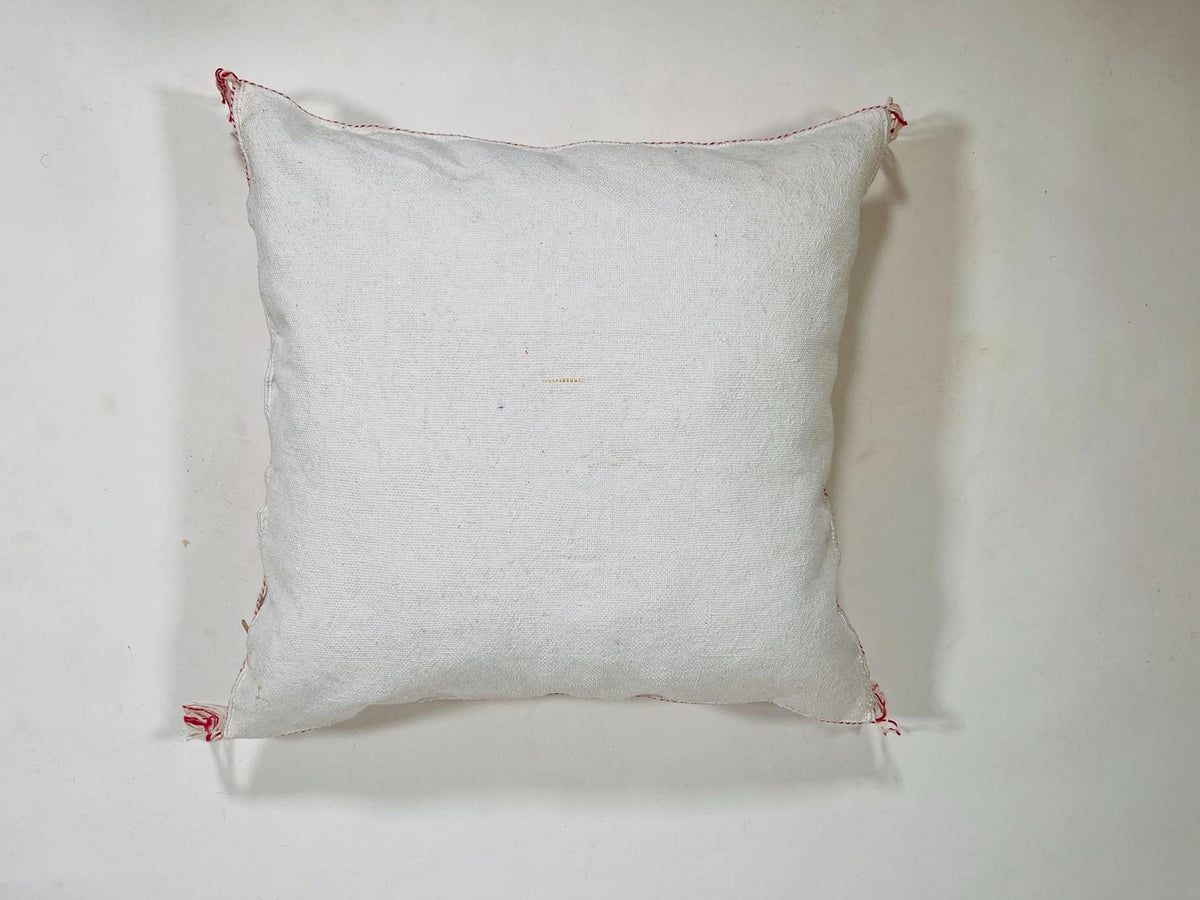 Moroccan Silk Pillow Cover, Ivory Cream Beige Embroidered Pillowcase, Neutral Boho Tribal Geometric Cushi - product image 9