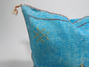 Handmade Moroccan Silk Pillow Cover, Cream Beige Embroidery, Taupe Gold Tribal Geometric Pillowcase, Boho - product image 3