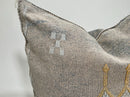 Moroccan Silk Pillow Cover, Ivory Cream Beige Embroidered Cushion Cover, Neutral Boho Tribal Geometric Pi - product image 3
