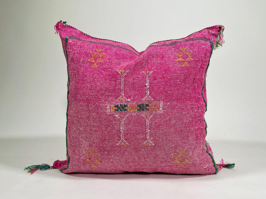 Neutral Boho Moroccan Silk Pillow Cover, Ivory Cream Beige Embroidery, Tribal Geometric Pillowcase for Co - product image 2