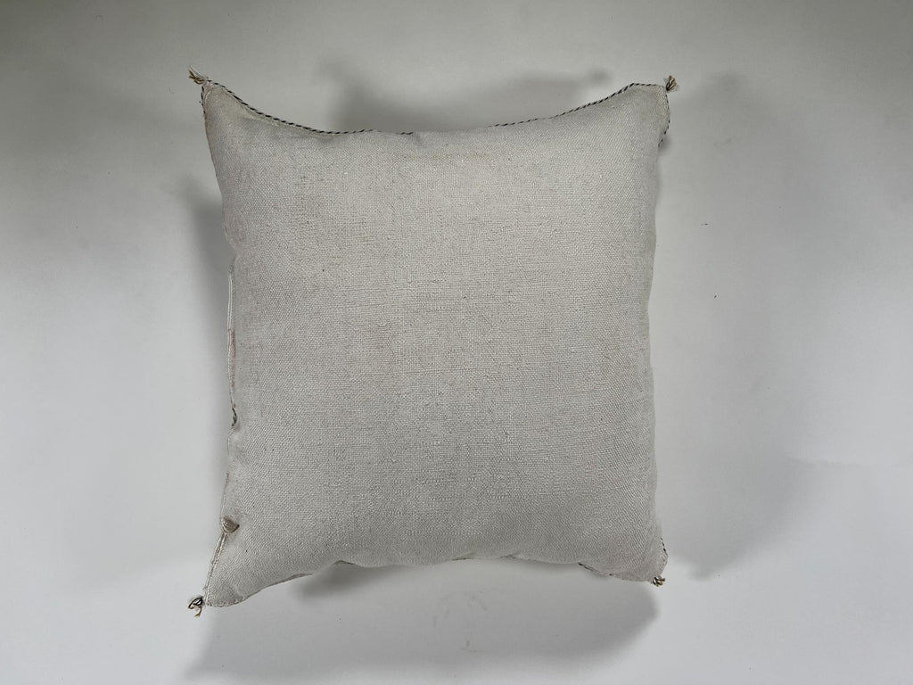 Handmade Silk Moroccan Pillow Cover, Cream Ivory Beige Tribal Embroidery, Neutral Boho Geometric Cushion - product image 8