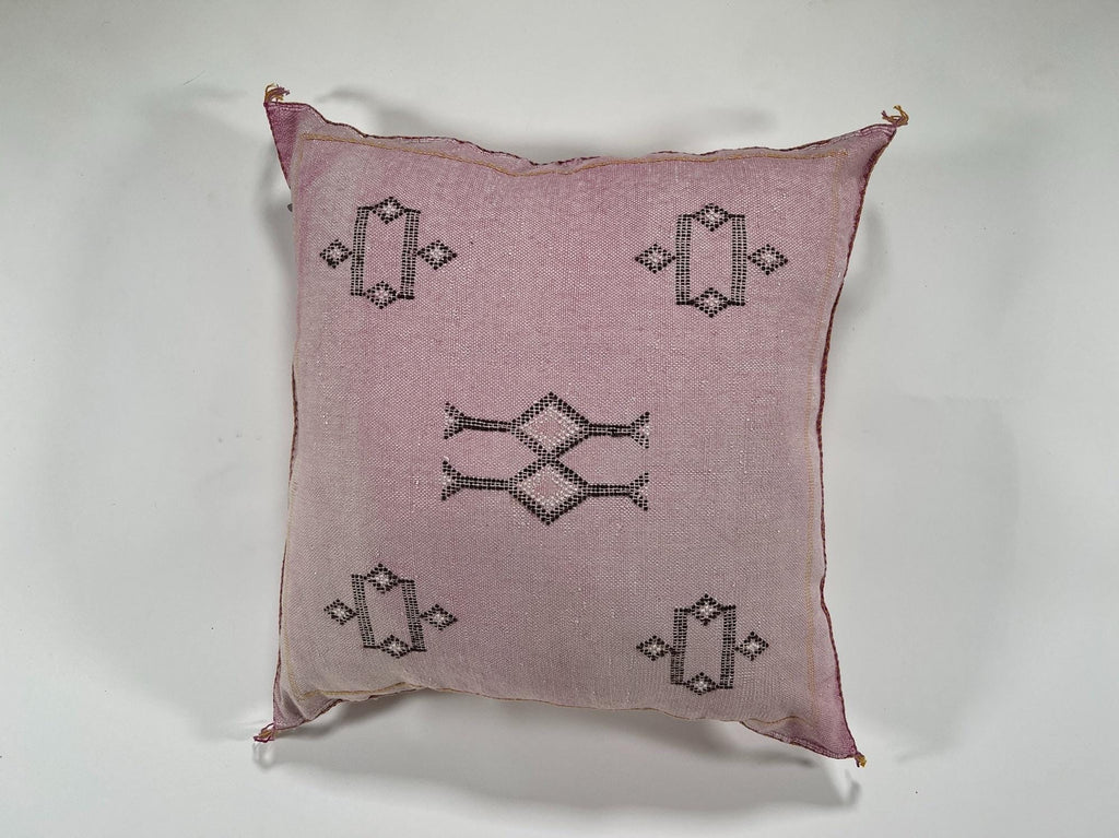 Moroccan Silk Pillow Cover, Ivory Beige Embroidered Pillowcase, Boho Tribal Geometric Cushion for Sofa Be - product image 7