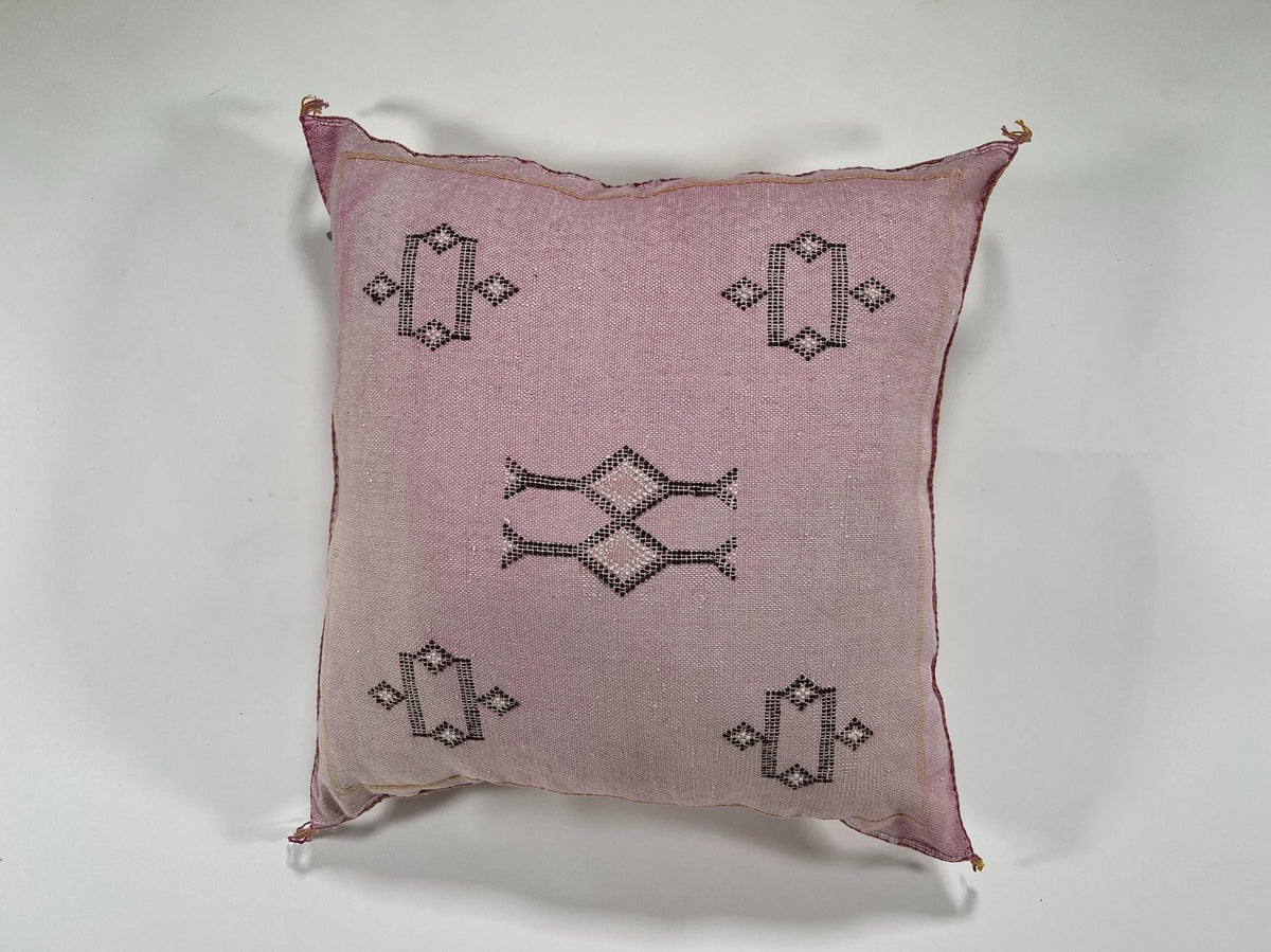 Moroccan Silk Pillow Cover, Ivory Beige Embroidered Pillowcase, Boho Tribal Geometric Cushion for Sofa Be - product image 7