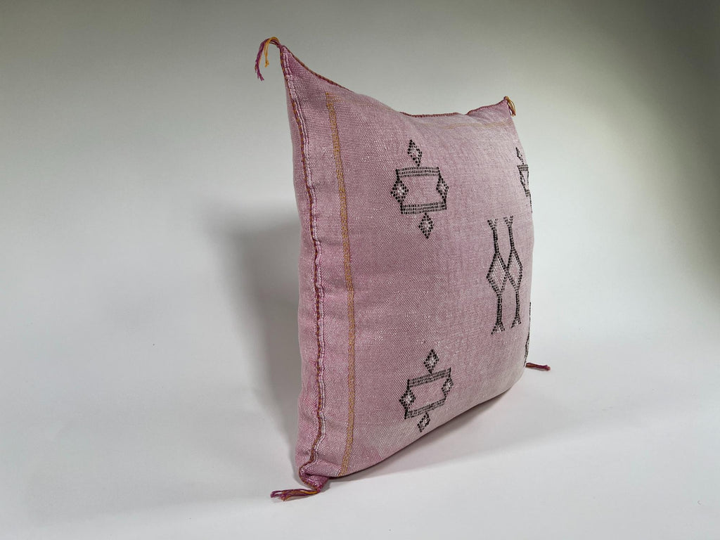 Moroccan Silk Pillow Cover, Ivory Beige Embroidered Pillowcase, Boho Tribal Geometric Cushion for Sofa Be - product image 6