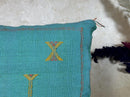 Teal Moroccan Cactus Silk Pillow Cover, Handmade Berber Kilim Cushion, Boho Embroidered Pillow Sham, Luxu - product image 2
