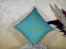 Teal Moroccan Cactus Silk Pillow Cover, Handmade Berber Kilim Cushion, Boho Embroidered Pillow Sham, Luxu - product image 9