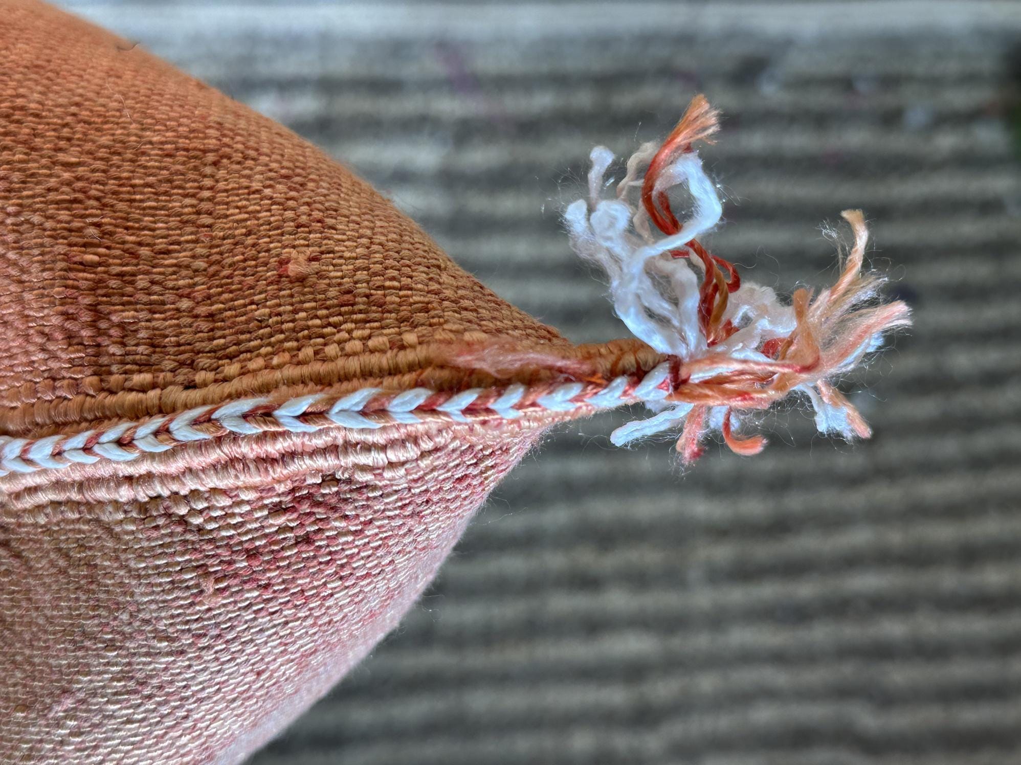 Boho Terracotta Pillow Cover, Handmade Moroccan Woven Cushion, Rust Kilim Pillowcase with Ivory Berber Em - product image 8