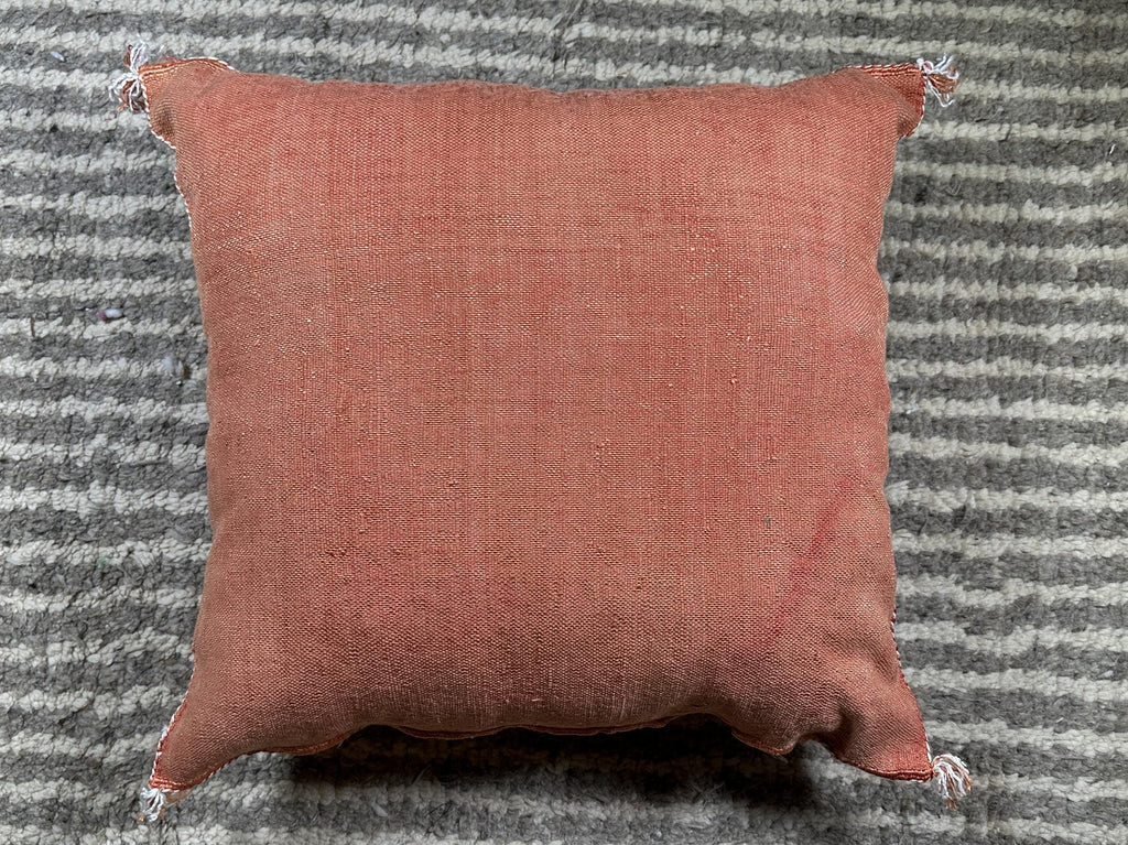 Boho Terracotta Pillow Cover, Handmade Moroccan Woven Cushion, Rust Kilim Pillowcase with Ivory Berber Em - product image 9