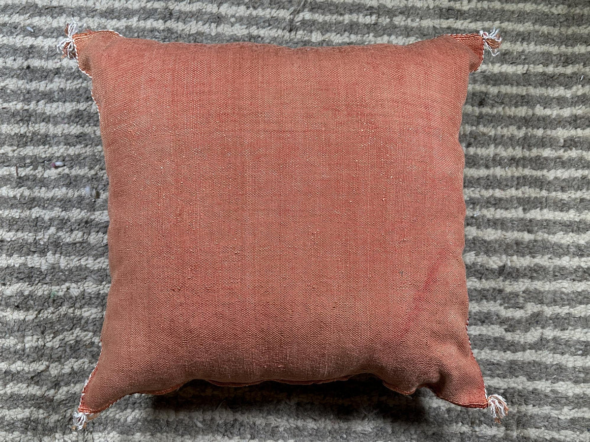 Boho Terracotta Pillow Cover, Handmade Moroccan Woven Cushion, Rust Kilim Pillowcase with Ivory Berber Em - product image 9