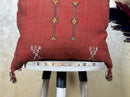 Terracotta Sabra Silk Pillow Cover, Moroccan Boujad Boho Cushion, Handmade Embroidered Sofa Pillow With T - product image 2