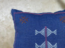 Blue Handmade Moroccan Pillow Cover, Boho Kilim Cushion Cover, Navy Silk Pillow Case, Embroidered Decorat - product image 8
