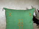 Green Cactus Silk Pillow Cover, Moroccan Sabra Pillow, Berber Boho Cushion with Gold Embroidery, Handmade - product image 5