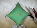Green Cactus Silk Pillow Cover, Moroccan Sabra Pillow, Berber Boho Cushion with Gold Embroidery, Handmade - product image 8