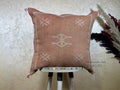 Boho Terracotta Pillow Cover, Handmade Moroccan Woven Cushion, Rust Kilim Pillowcase with Ivory Berber Em - product image 1