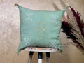 Mint Green Sabra Pillow Cover, Moroccan Boho Cushion, Handmade Cactus Silk Pillowcase With Woven Pattern - product image 1