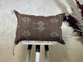 Brown Kilim Pillow Cover, Moroccan Boho Woven Cushion, Handmade Cactus Silk Look Pillowcase, Ivory Accent - product image 1