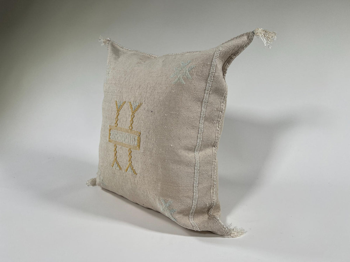 Moroccan Handmade Silk Pillow Cover, Embroidered Cushion Case, Boho Kilim Style Decor - product image 3