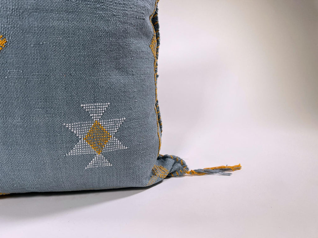Moroccan Silk Cushion Cover, Handmade Embroidered Pillowcase, Boho Sofa Couch Bed Decor - product image 4