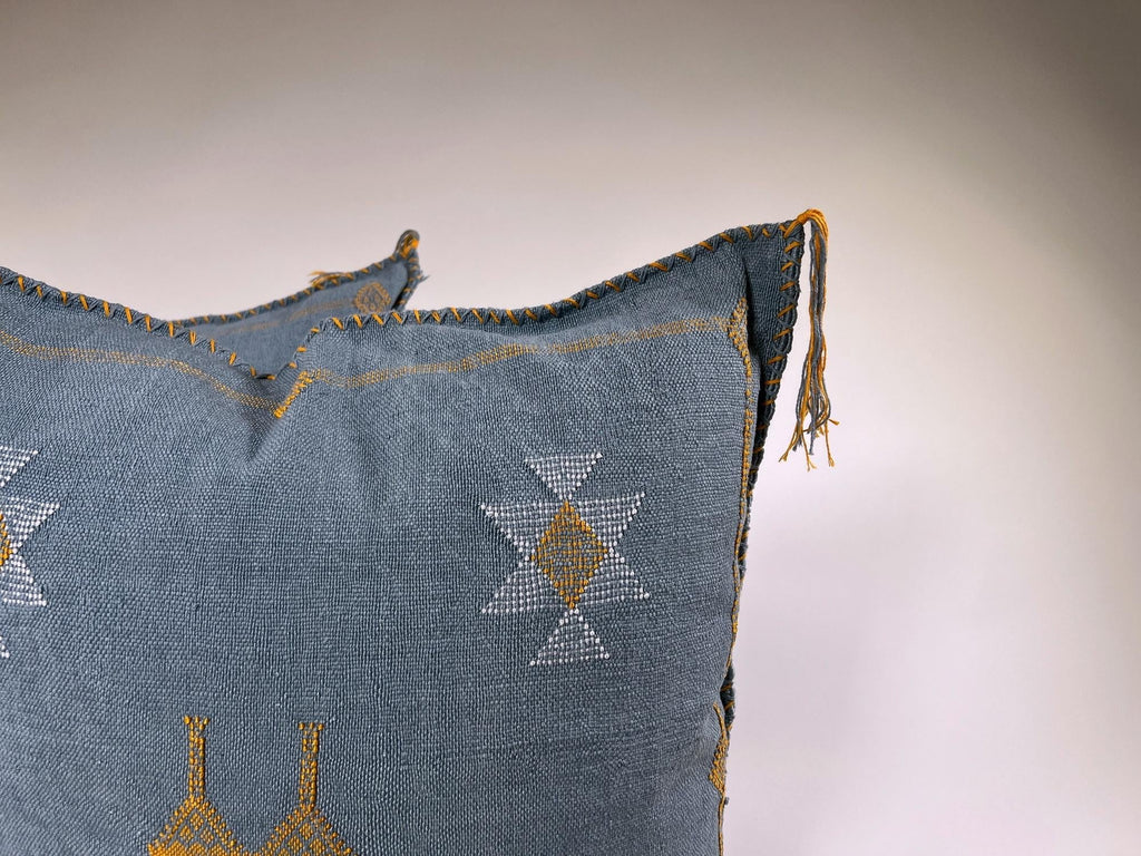 Moroccan Silk Cushion Cover, Handmade Embroidered Pillowcase, Boho Sofa Couch Bed Decor - product image 2