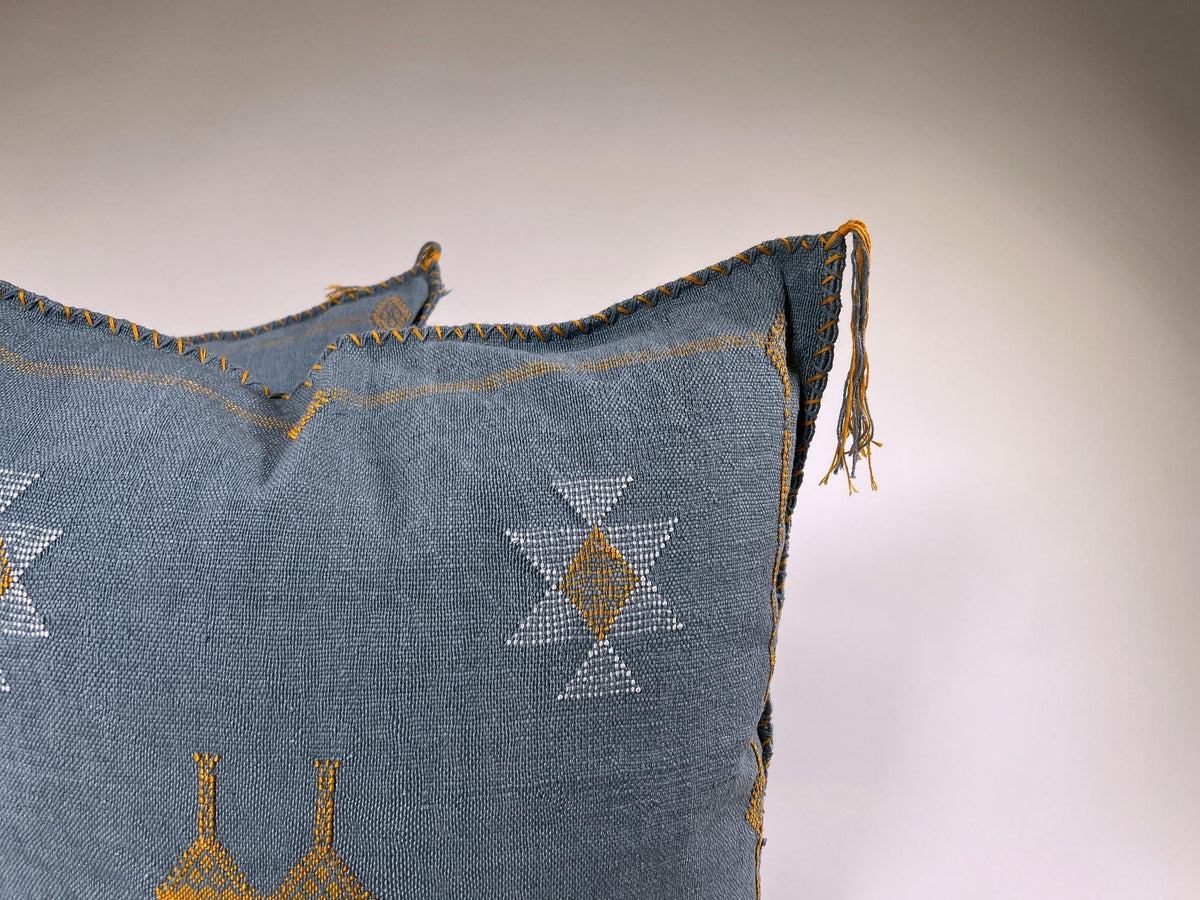 Moroccan Silk Cushion Cover, Handmade Embroidered Pillowcase, Boho Sofa Couch Bed Decor - product image 2