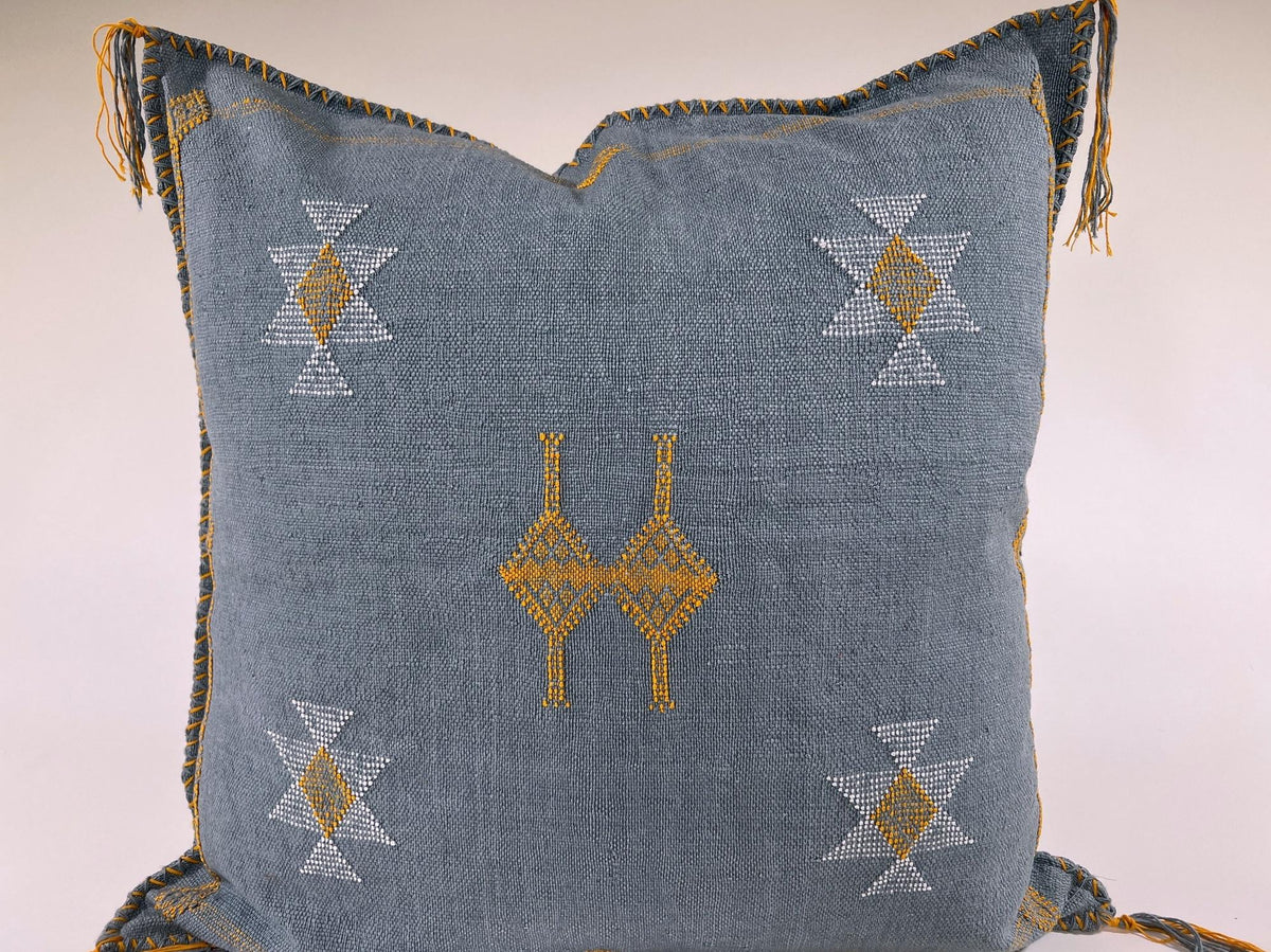 Moroccan Silk Cushion Cover, Handmade Embroidered Pillowcase, Boho Sofa Couch Bed Decor - product image 5