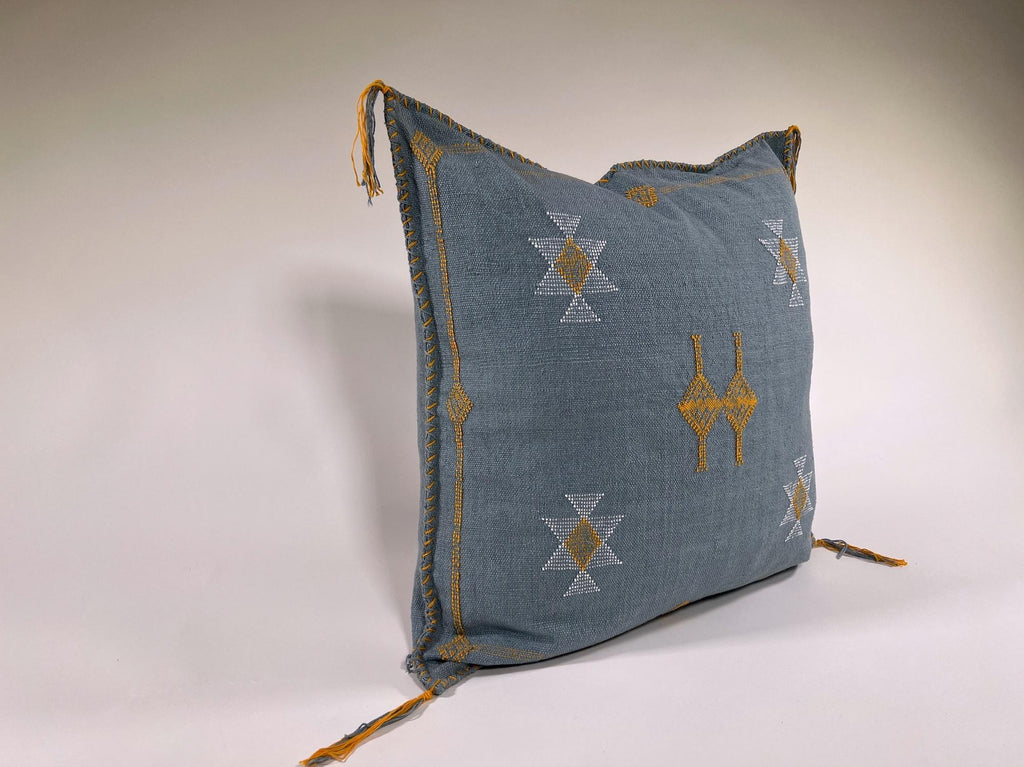 Moroccan Silk Cushion Cover, Handmade Embroidered Pillowcase, Boho Sofa Couch Bed Decor - product image 7