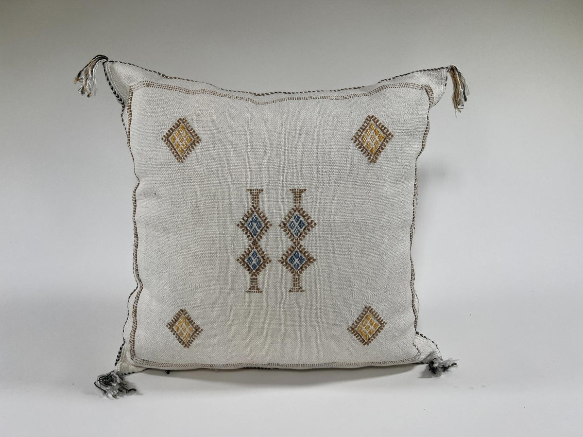 Handmade Moroccan Pillow Cover, Silk Embroidered Cushion Case, Boho Living Room Bedroom Decor - product image 2
