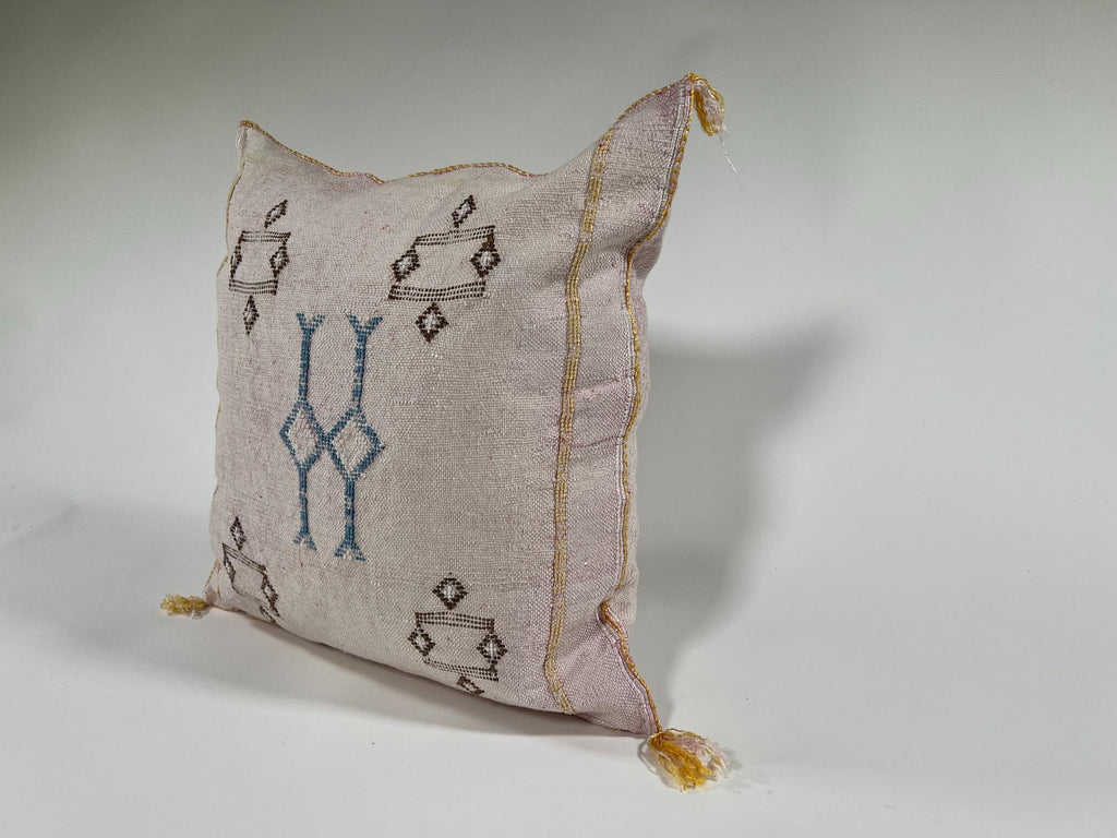 Luxury Silk Pillow Cover, Handmade Moroccan Cushion Case, Embroidered Boho Sofa Bed Accent - product image 4