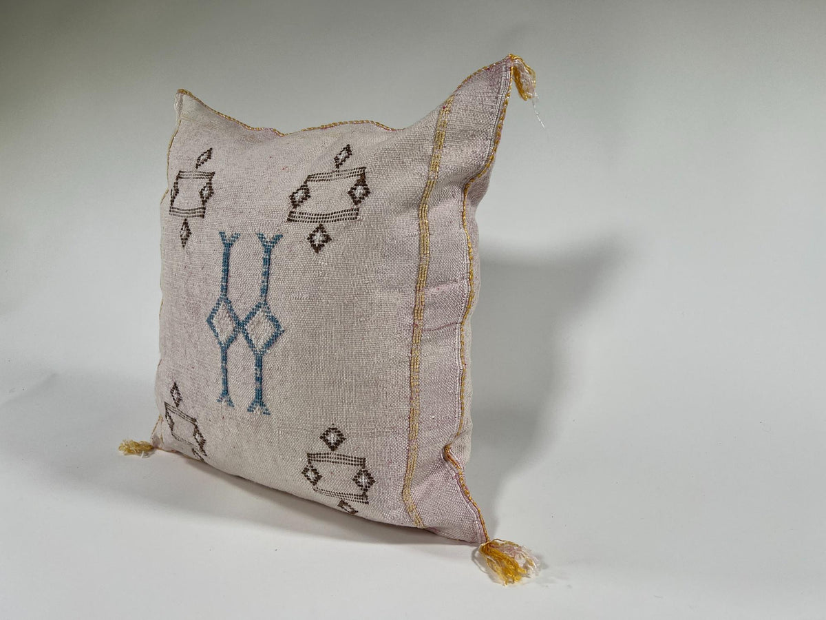 Luxury Silk Pillow Cover, Handmade Moroccan Cushion Case, Embroidered Boho Sofa Bed Accent - product image 4
