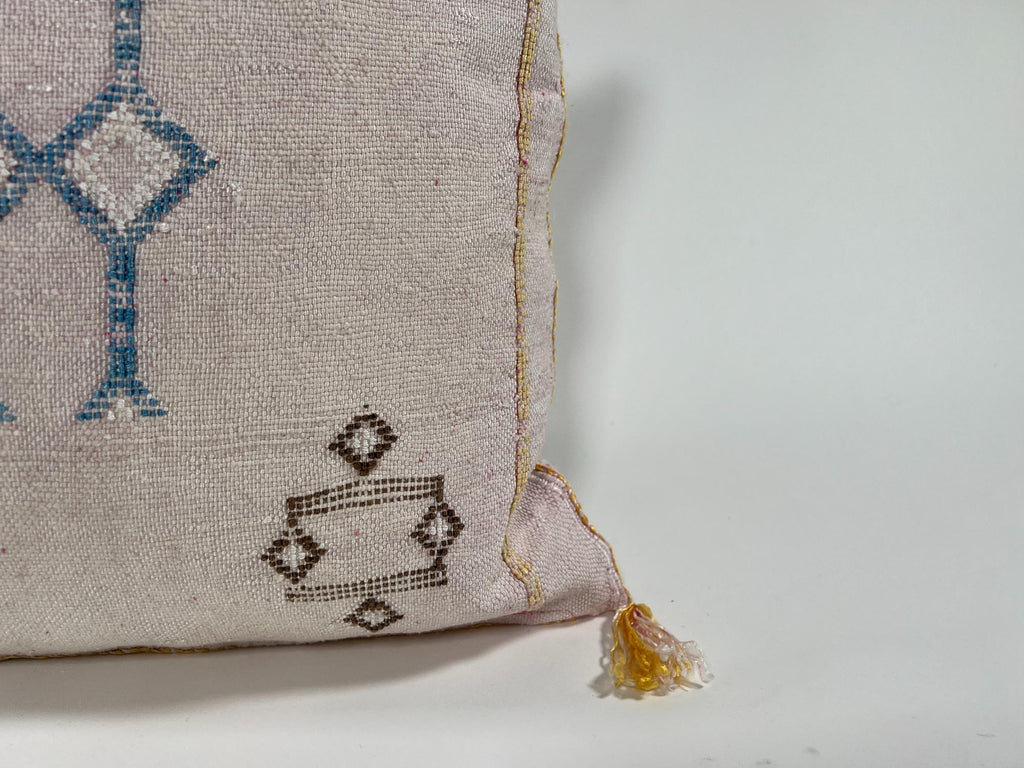 Luxury Silk Pillow Cover, Handmade Moroccan Cushion Case, Embroidered Boho Sofa Bed Accent - product image 3