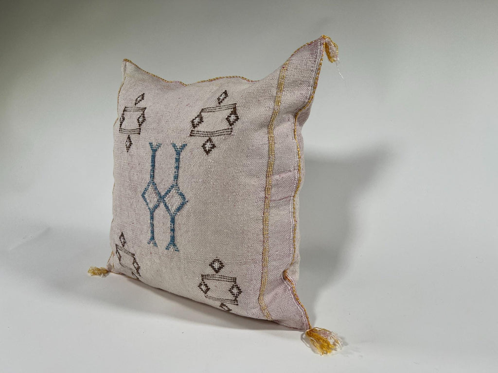 Luxury Silk Pillow Cover, Handmade Moroccan Cushion Case, Embroidered Boho Sofa Bed Accent - product image 5