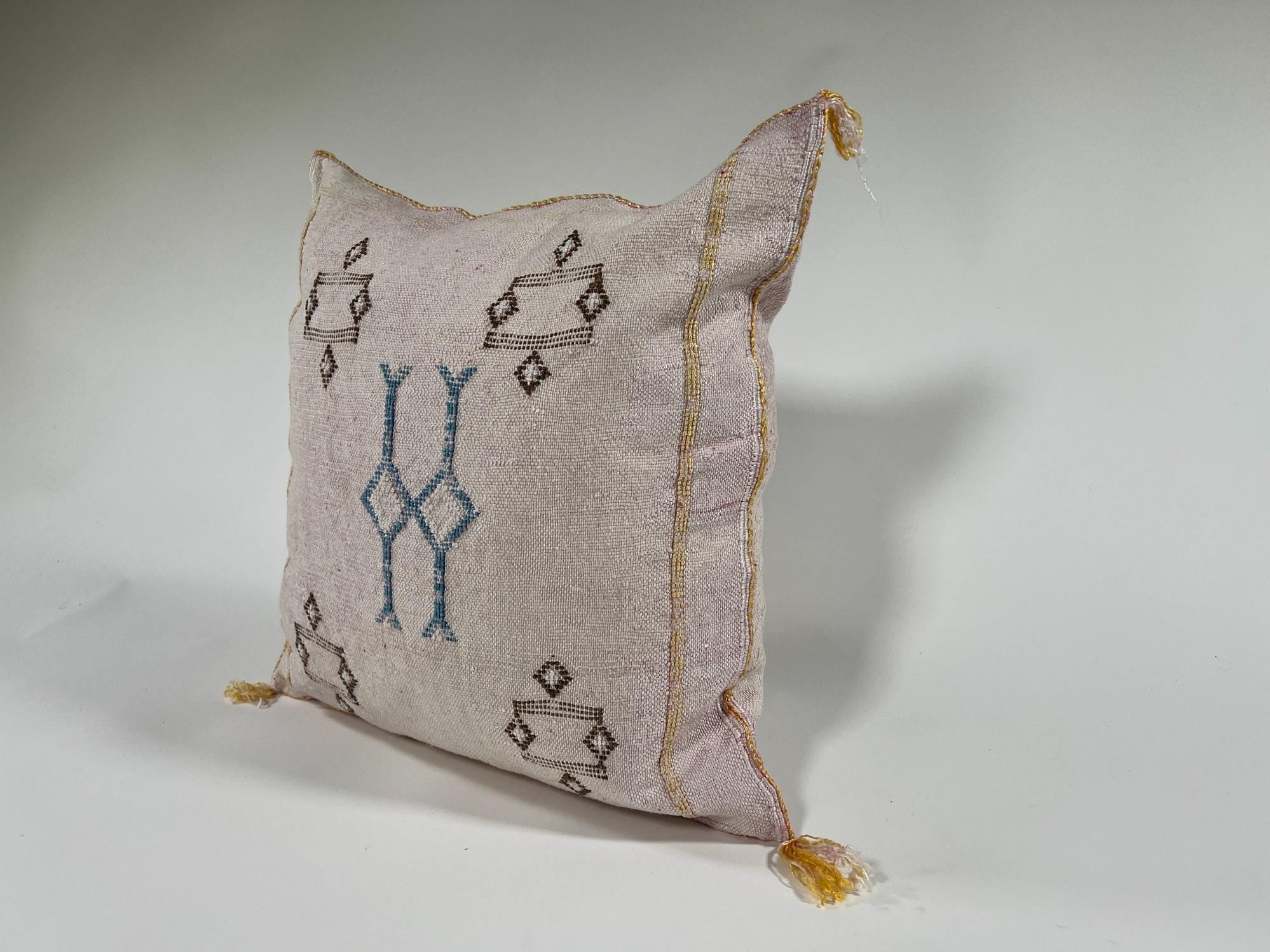 Luxury Silk Pillow Cover, Handmade Moroccan Cushion Case, Embroidered Boho Sofa Bed Accent - product image 5