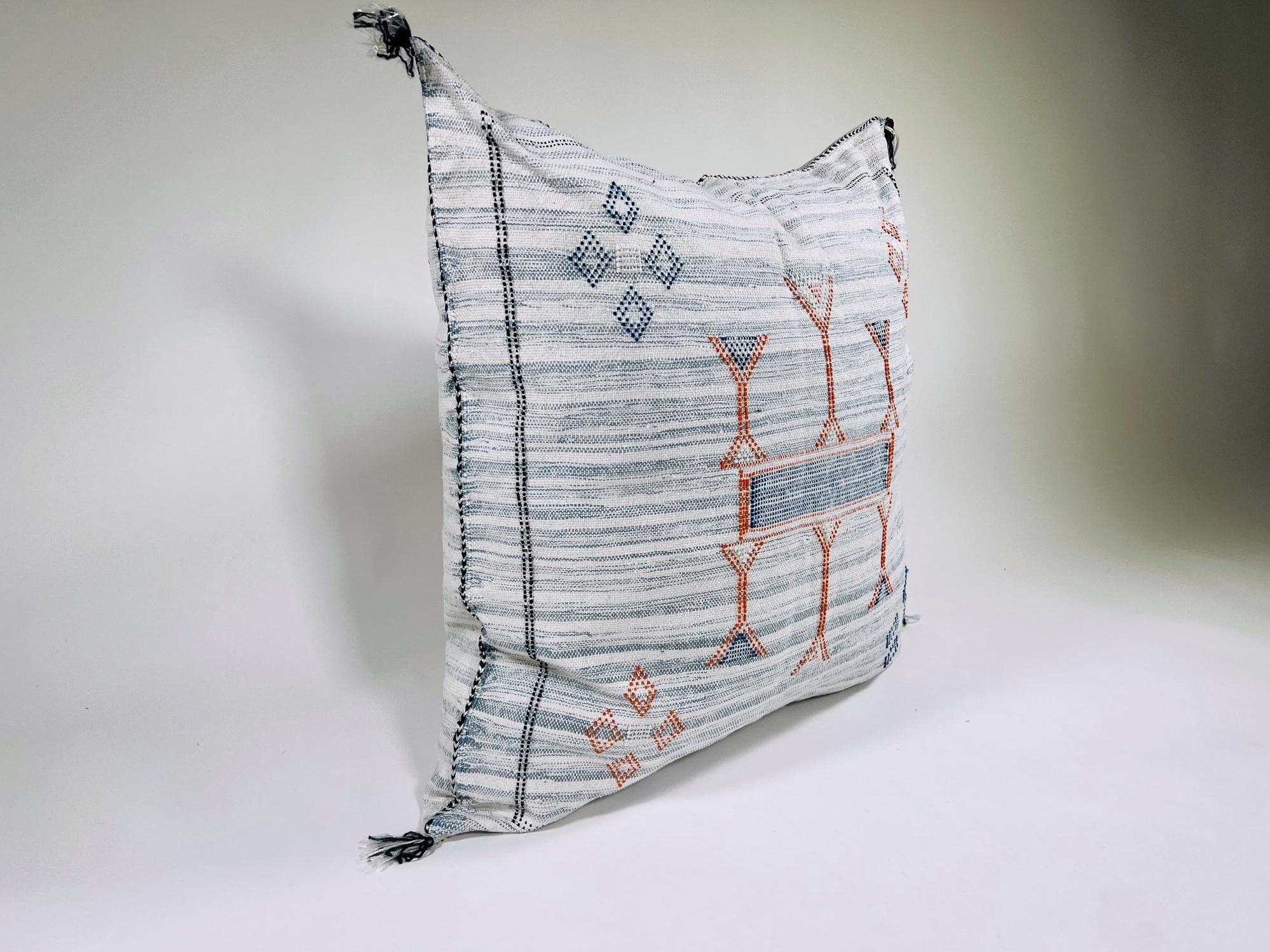 Moroccan Pillow Cover, Handmade Silk Cushion Case, Embroidered Boho Decor for Sofa Couch Bed - product image 6