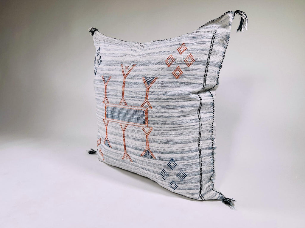 Moroccan Pillow Cover, Handmade Silk Cushion Case, Embroidered Boho Decor for Sofa Couch Bed - product image 7