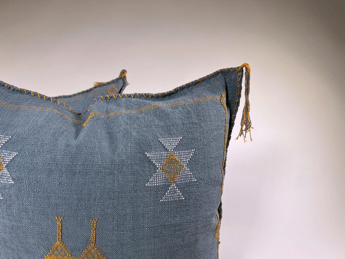 Handmade Silk Pillow Cover, Moroccan Embroidered Cushion Case, Boho Kilim Inspired Home - product image 2