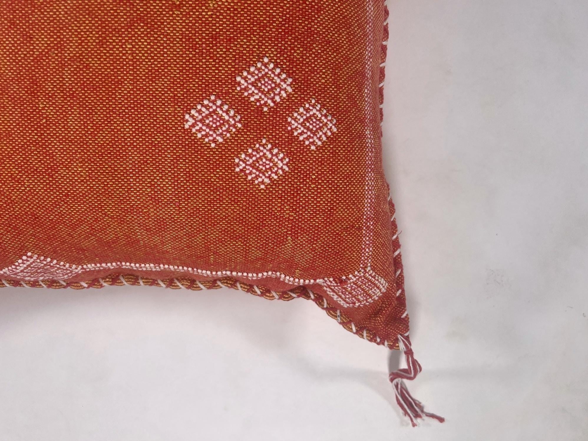 Moroccan Silk Pillow Cover, Handmade Embroidered Cushion Case, Boho Sofa Bed Pillow Decor - product image 10