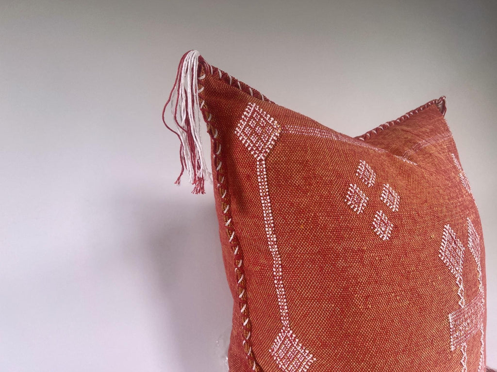 Moroccan Silk Pillow Cover, Handmade Embroidered Cushion Case, Boho Sofa Bed Pillow Decor - product image 8