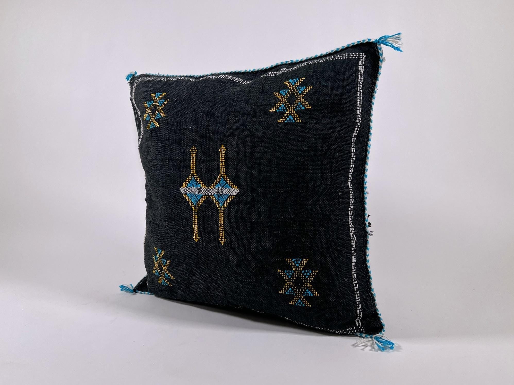 Handmade Moroccan Silk Pillow Cover, Embroidered Boho Cushion Case, Luxury Sofa Bed Decor - product image 4