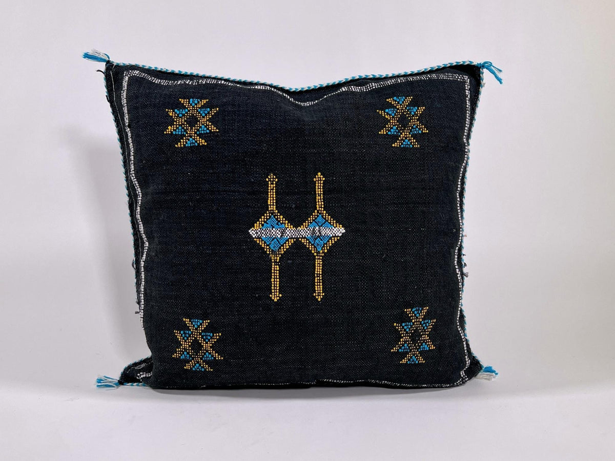 Handmade Moroccan Silk Pillow Cover, Embroidered Boho Cushion Case, Luxury Sofa Bed Decor - product image 3