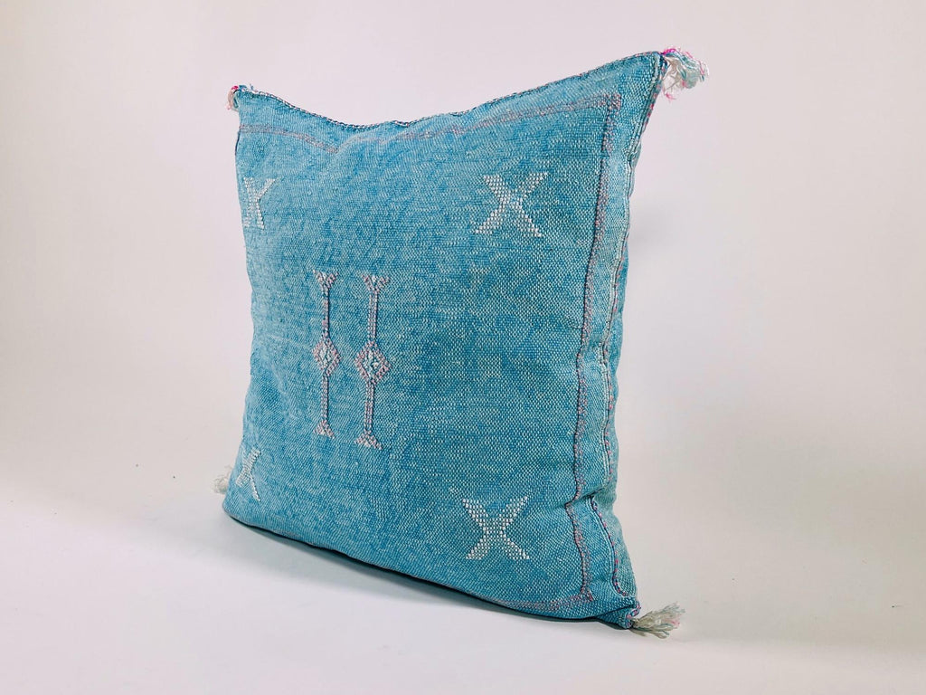Silk Moroccan Pillow Cover, Handmade Embroidered Cushion Case, Boho Decorative Sofa Bed Accent - product image 3