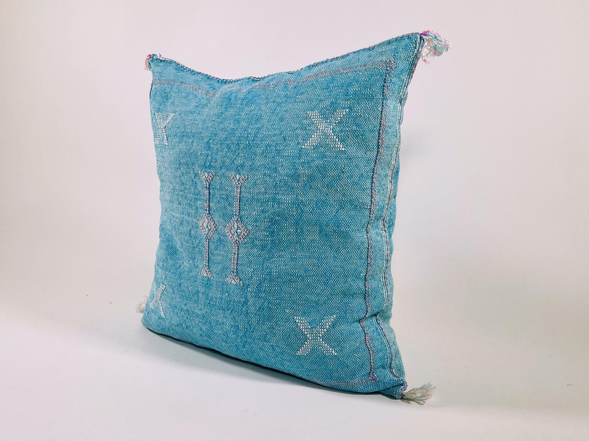 Silk Moroccan Pillow Cover, Handmade Embroidered Cushion Case, Boho Decorative Sofa Bed Accent - product image 3