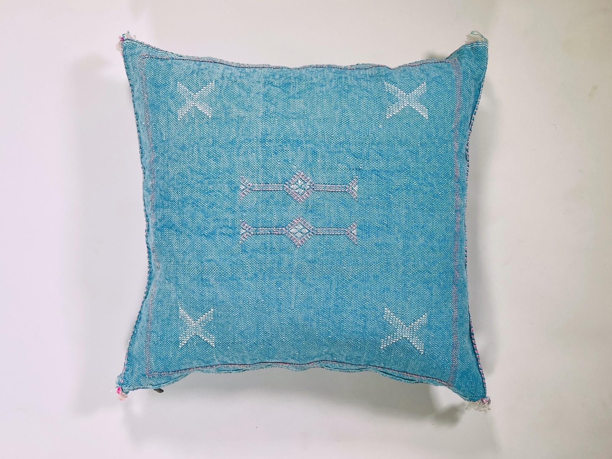 Silk Moroccan Pillow Cover, Handmade Embroidered Cushion Case, Boho Decorative Sofa Bed Accent - product image 5