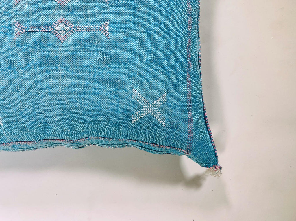 Silk Moroccan Pillow Cover, Handmade Embroidered Cushion Case, Boho Decorative Sofa Bed Accent - product image 6