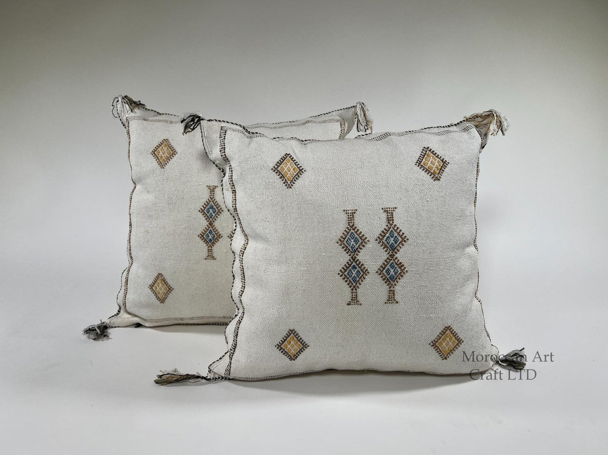 Handmade Moroccan Pillow Cover, Silk Embroidered Cushion Case, Boho Living Room Bedroom Decor - product image 1
