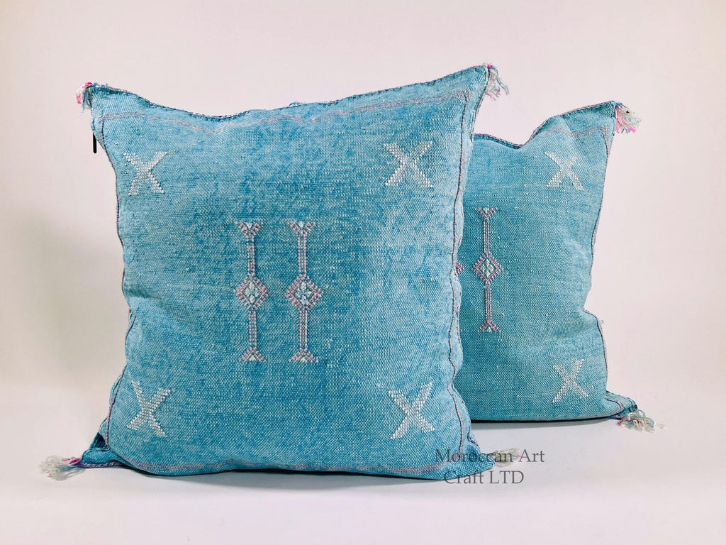 Silk Moroccan Pillow Cover, Handmade Embroidered Cushion Case, Boho Decorative Sofa Bed Accent - product image 1